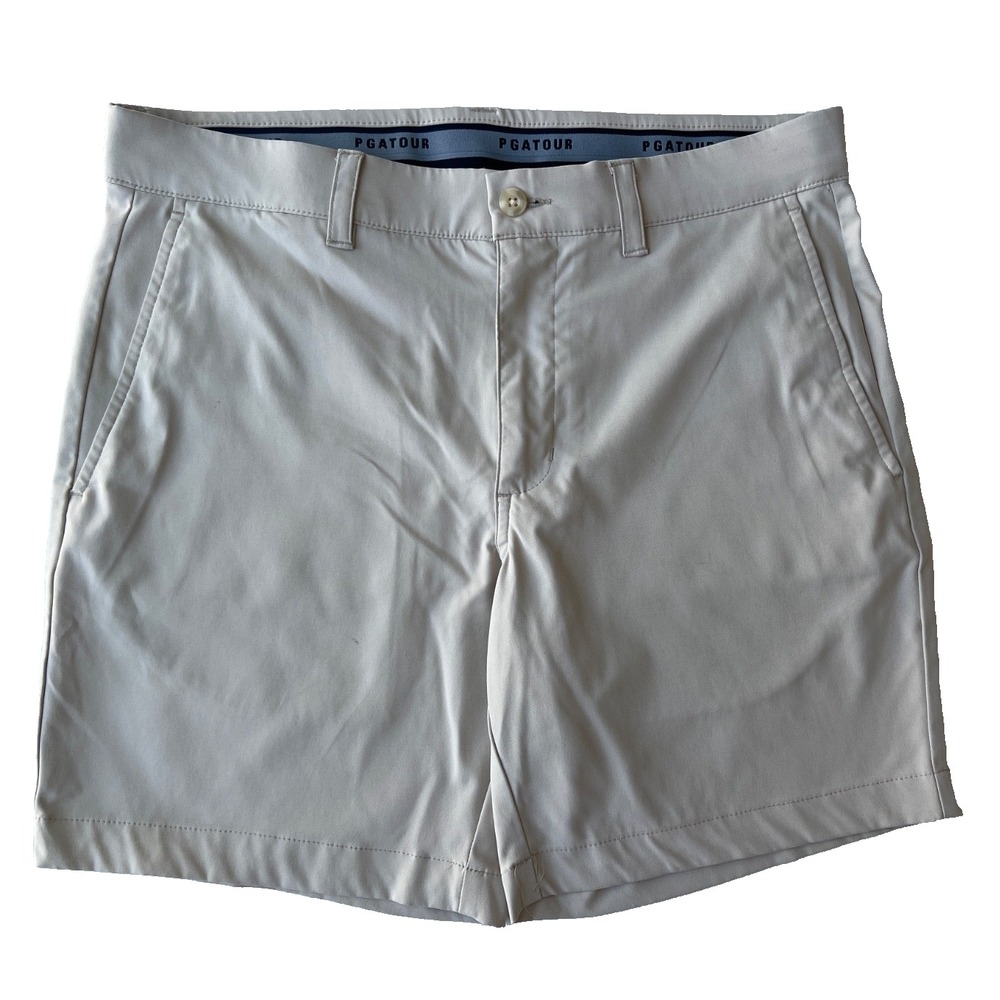 Golf Shorts PGA TOUR Mens 30 Beige Performance Lightweight Stretch Casual Flat
